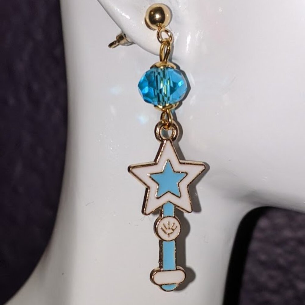 Blue Star Wand Earrings